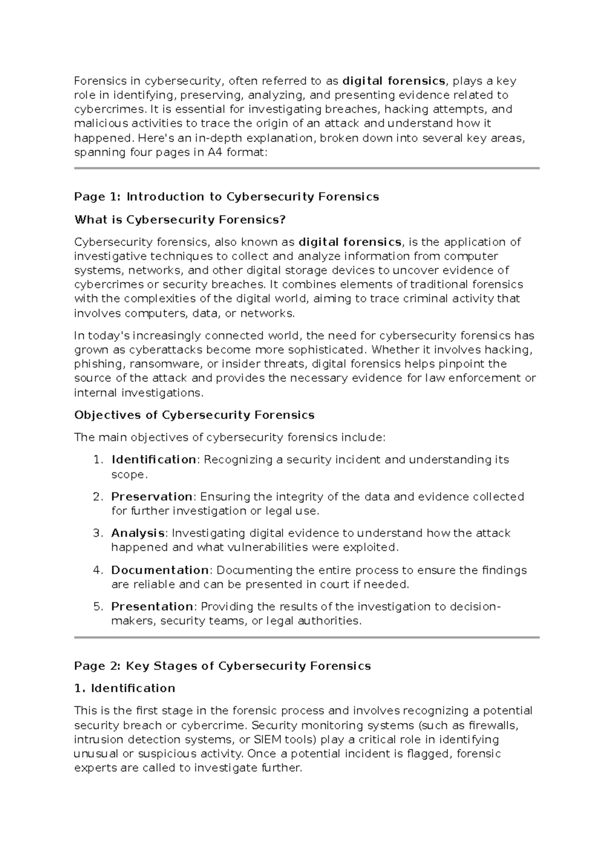 Cybersecurity forensics notes - Forensics in cybersecurity, often ...