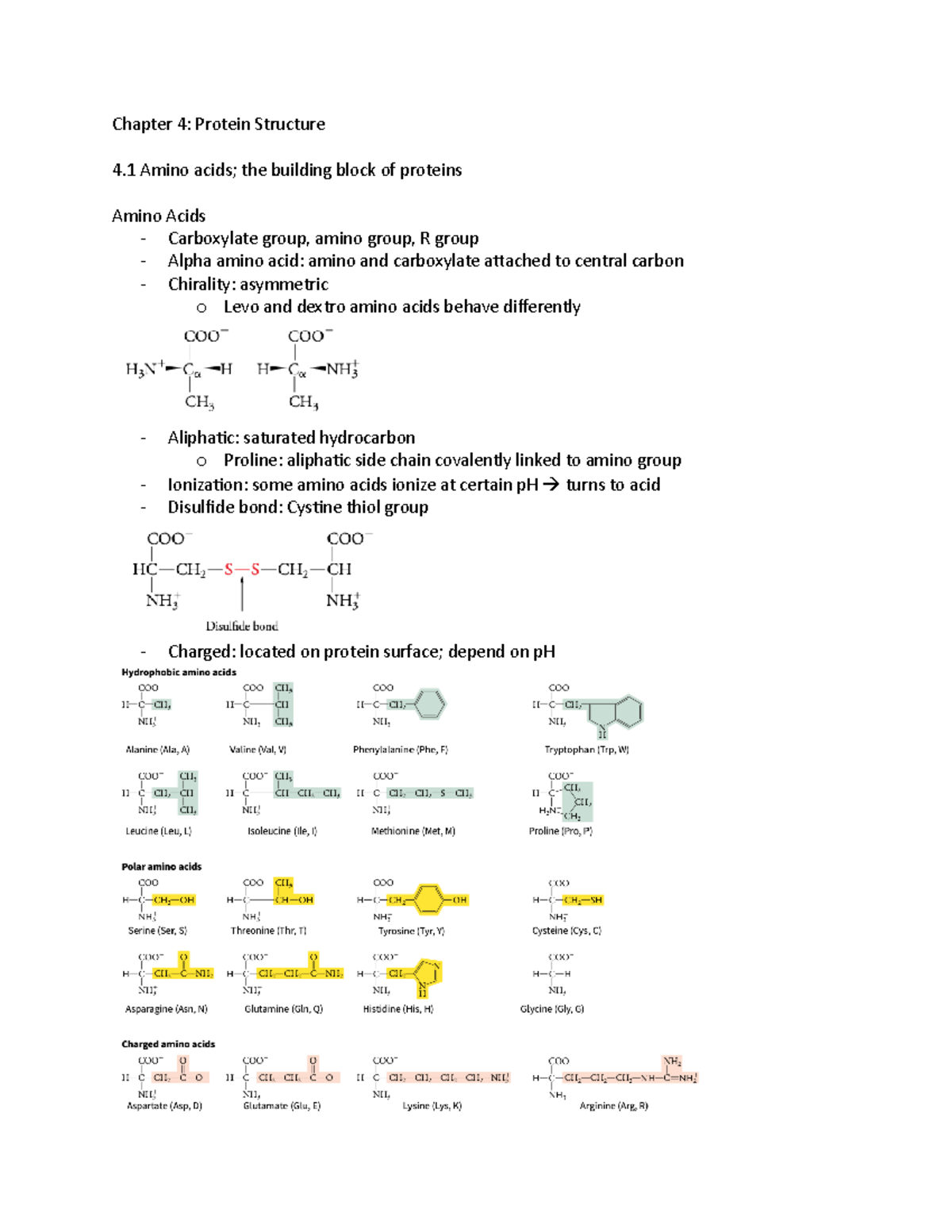 Chapter 4 lecture notes - Biochem 2Bb3 - McMaster - Studocu
