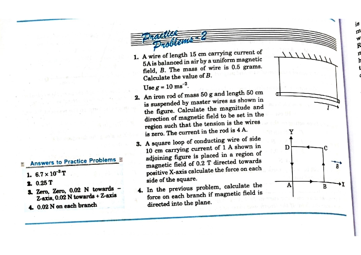 Magnetic Force Calculations: Practice Problems and Solutions - Studocu