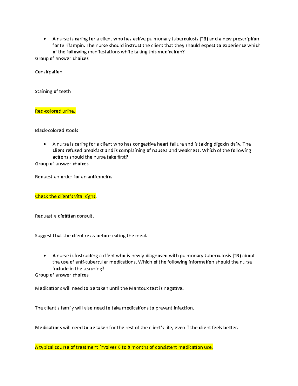 Med Surg 101 Final Exam - Key Questions and Answers Review - Studocu