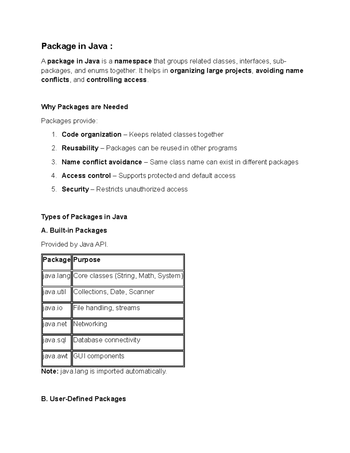 Java Packages: Organization, Types, and Access Control - Studocu