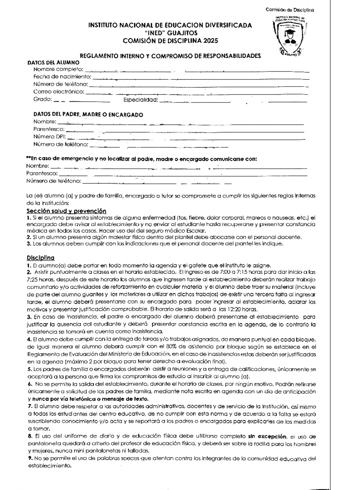 Compromiso de Estudios y Regulaciones Internas - 2025 - Studocu