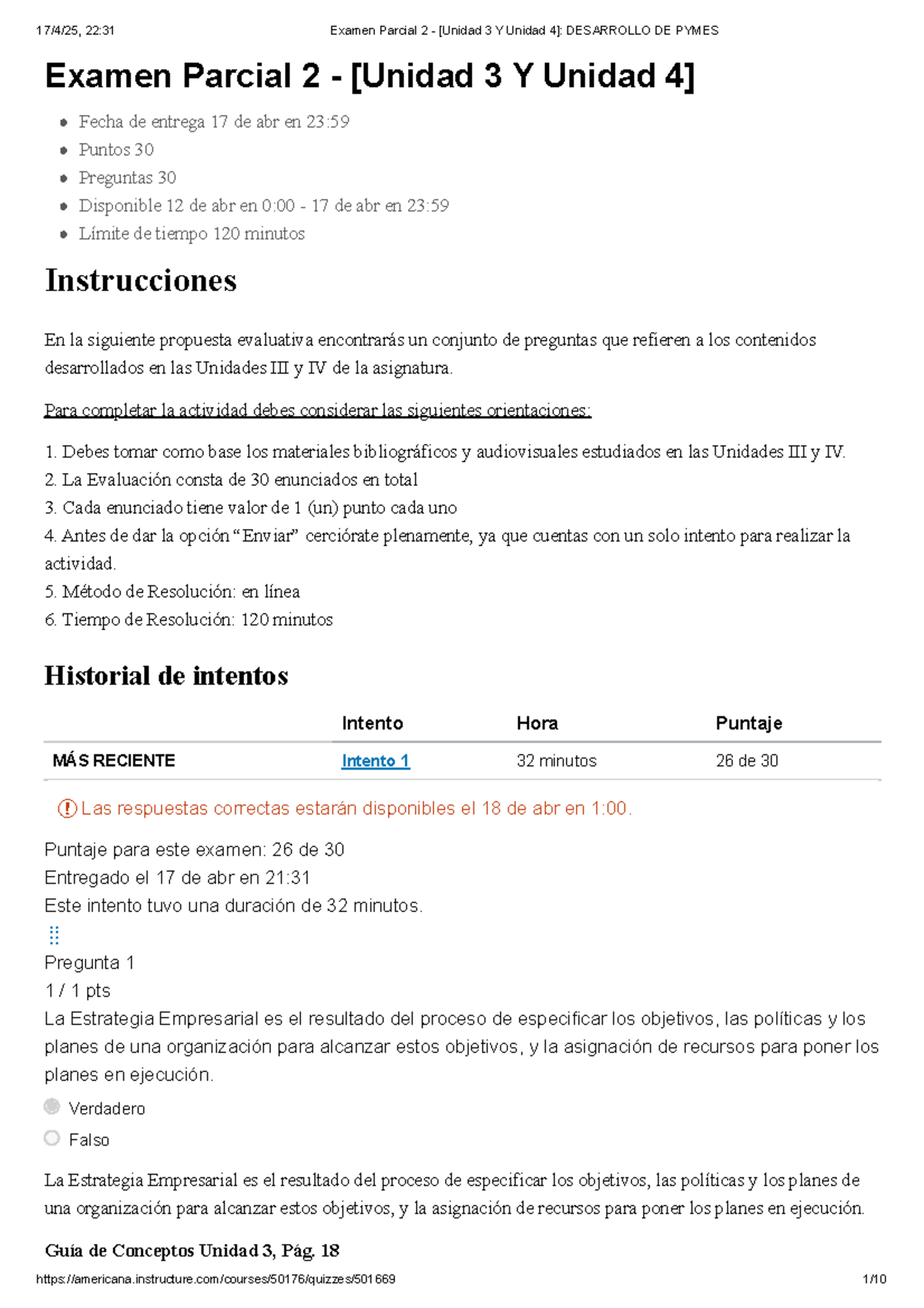 Examen Parcial 2 - [Unidad 3 Y Unidad 4] Desarrollo DE Pymes - Examen ...