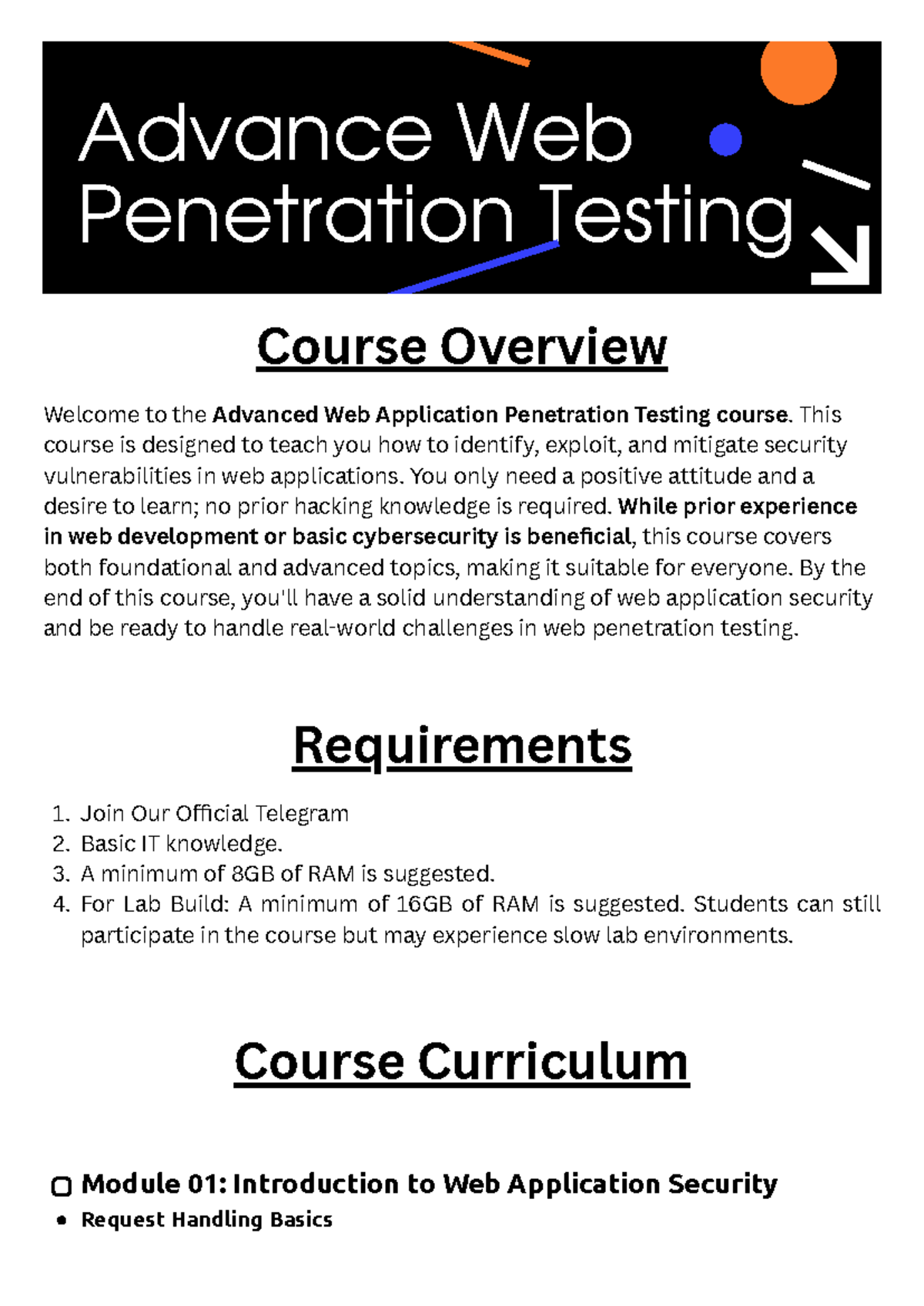 Web Pentesting - hjshhsns - Course Overview Welcome to the Advanced Web ...