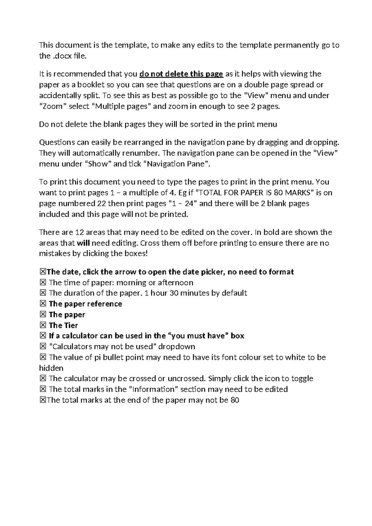 Mathematics Paper 1 Higher Tier Template Instructions - Studocu