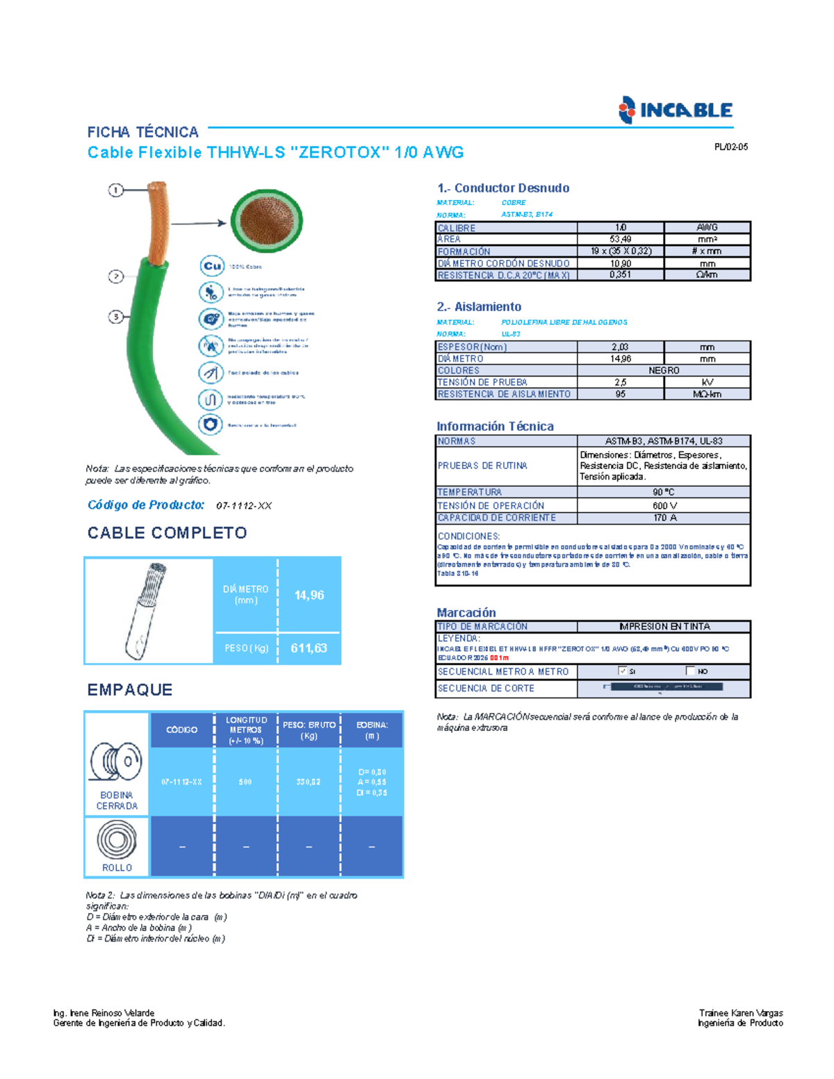 Ficha Técnica de Cable Flexible THHW-LS Zerotox 1-0 AWG - Studocu