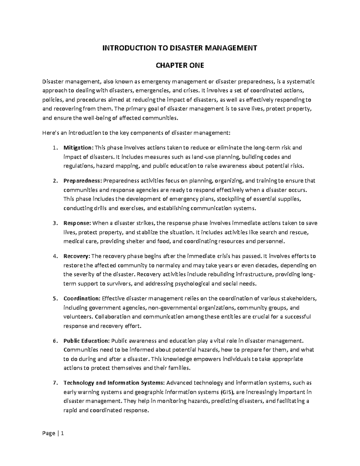 Introduction to disaster management - INTRODUCTION TO DISASTER ...