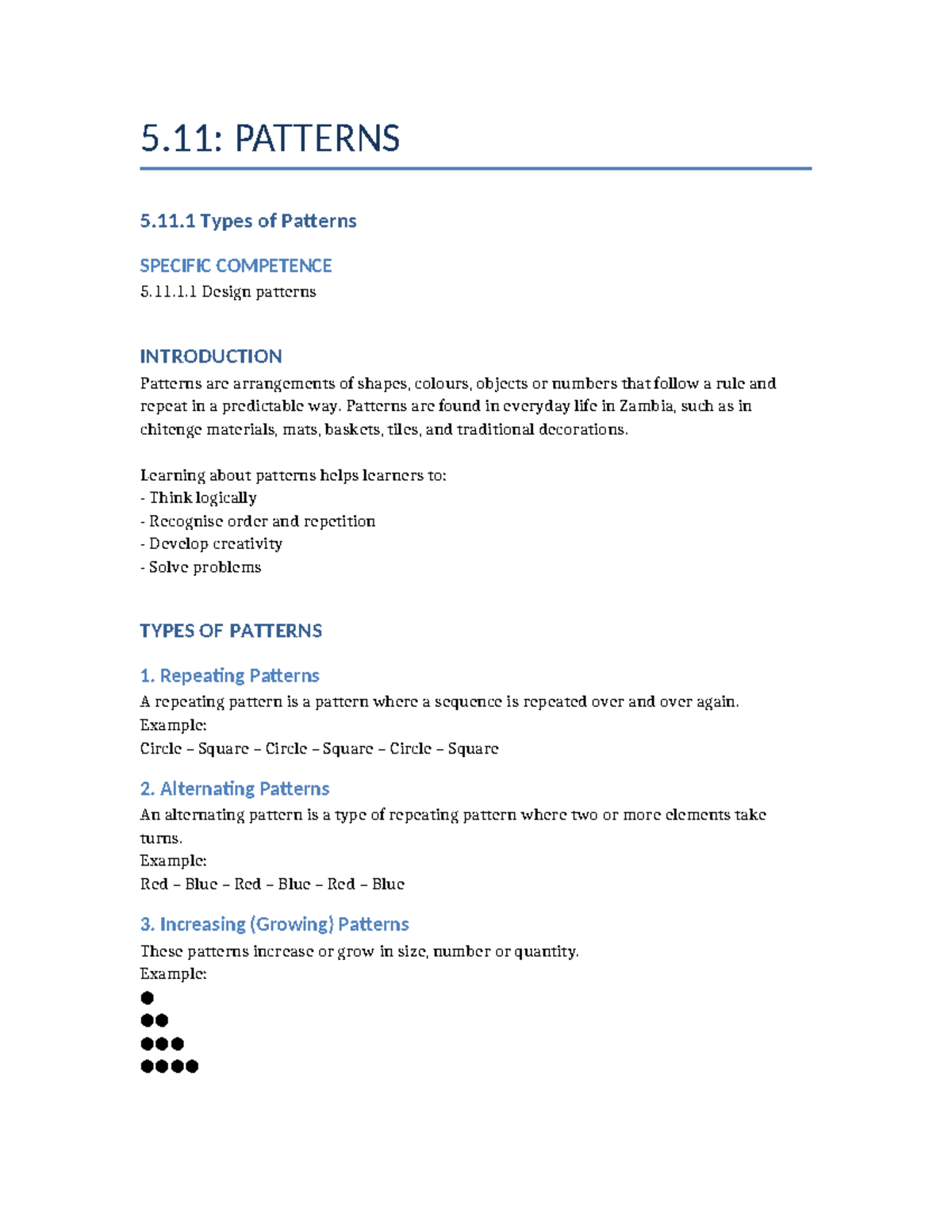 5.11: Patterns and Types of Patterns in Zambian Context - Studocu