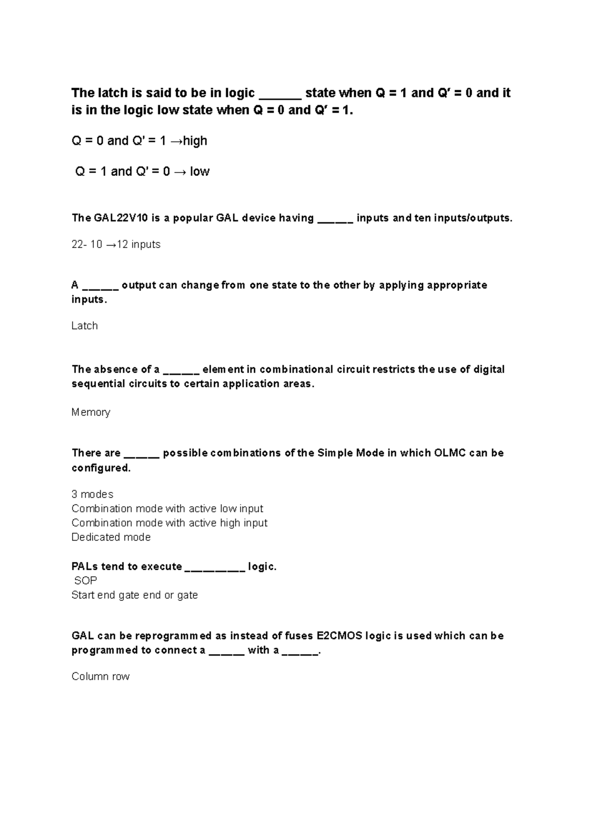 Cs302 Final Exam - MCQs on Digital Logic and Circuit Design - Studocu