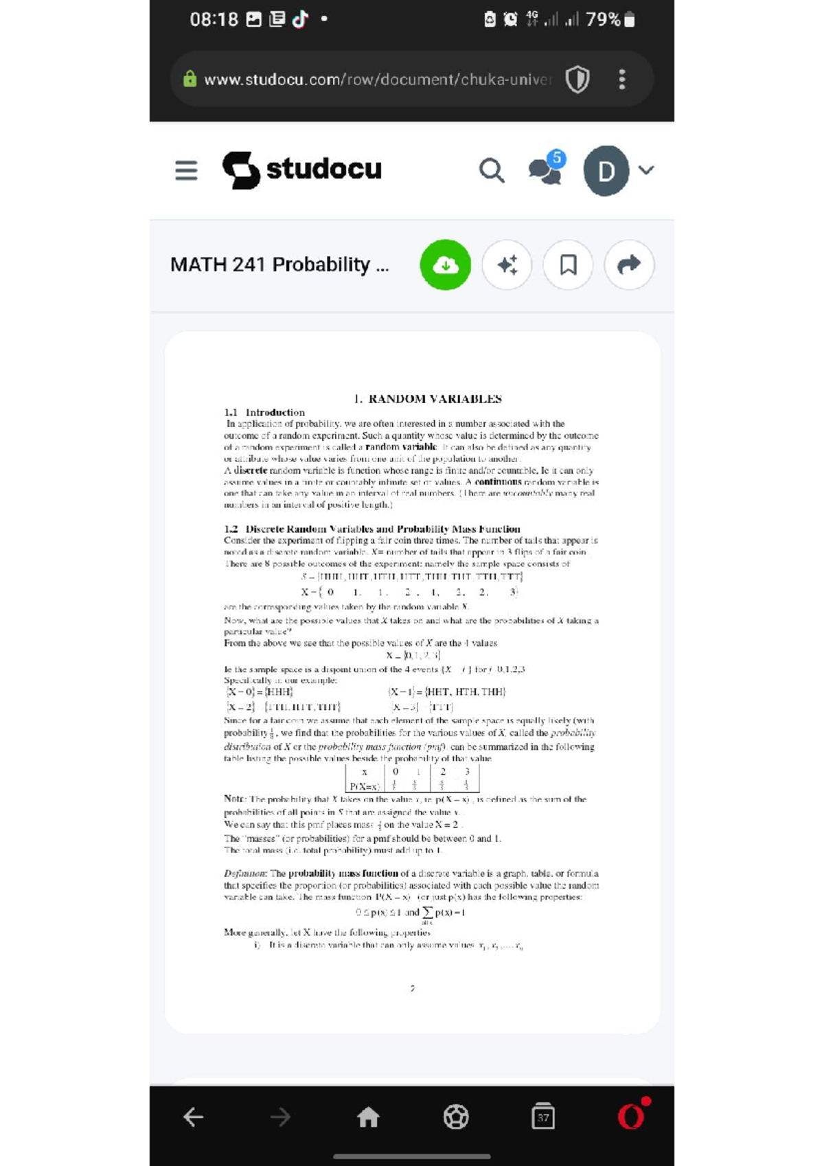 Statistics - Best one - 08:18 DES 4G 5 studocu D V MATH 241 Probability ...