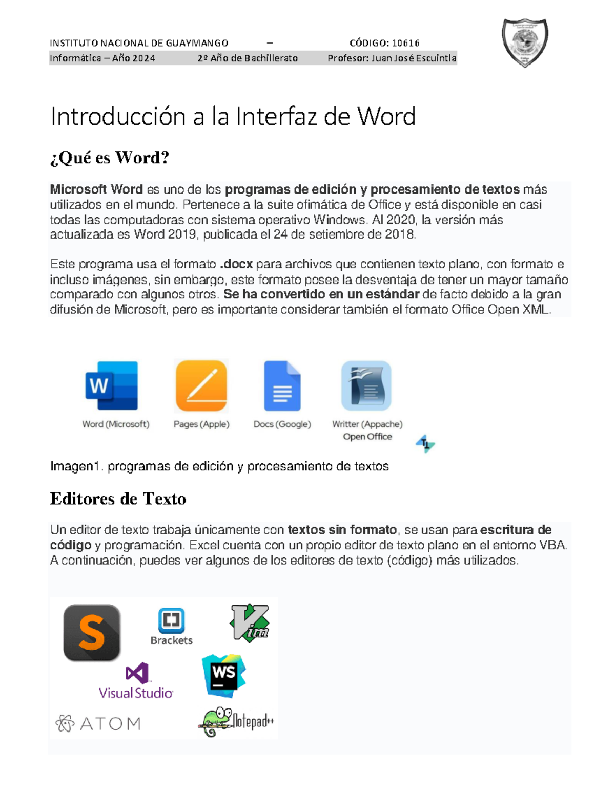 Introducción a la Interfaz de Microsoft Word - Informática 2º Año - Studocu