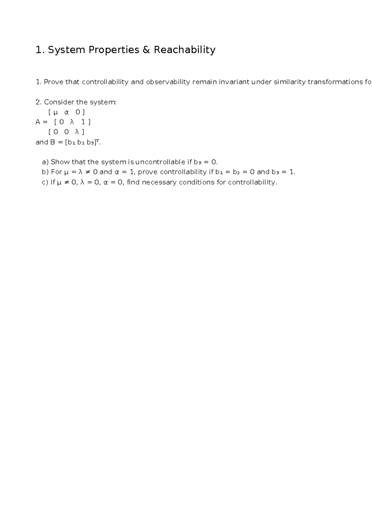 Advanced Control Exercises: System Properties & Model Predictive ...