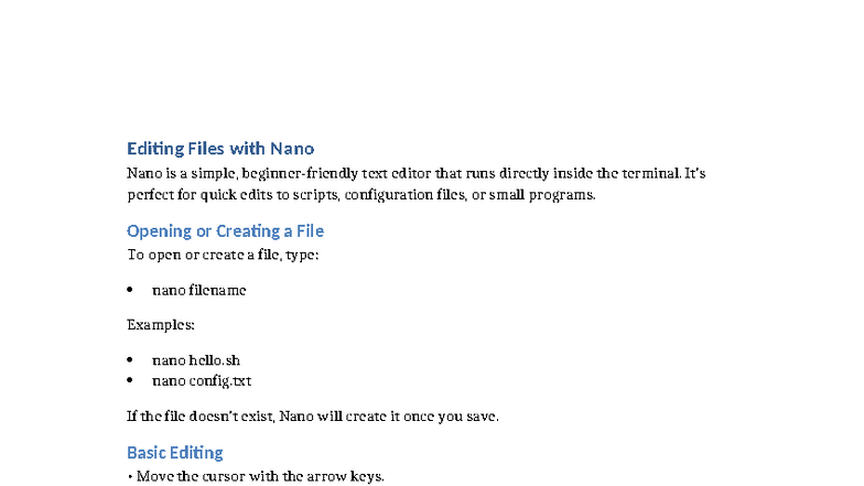 Editing Files with Nano: Commands & Workflow Guide for CYB 2810 - Studocu