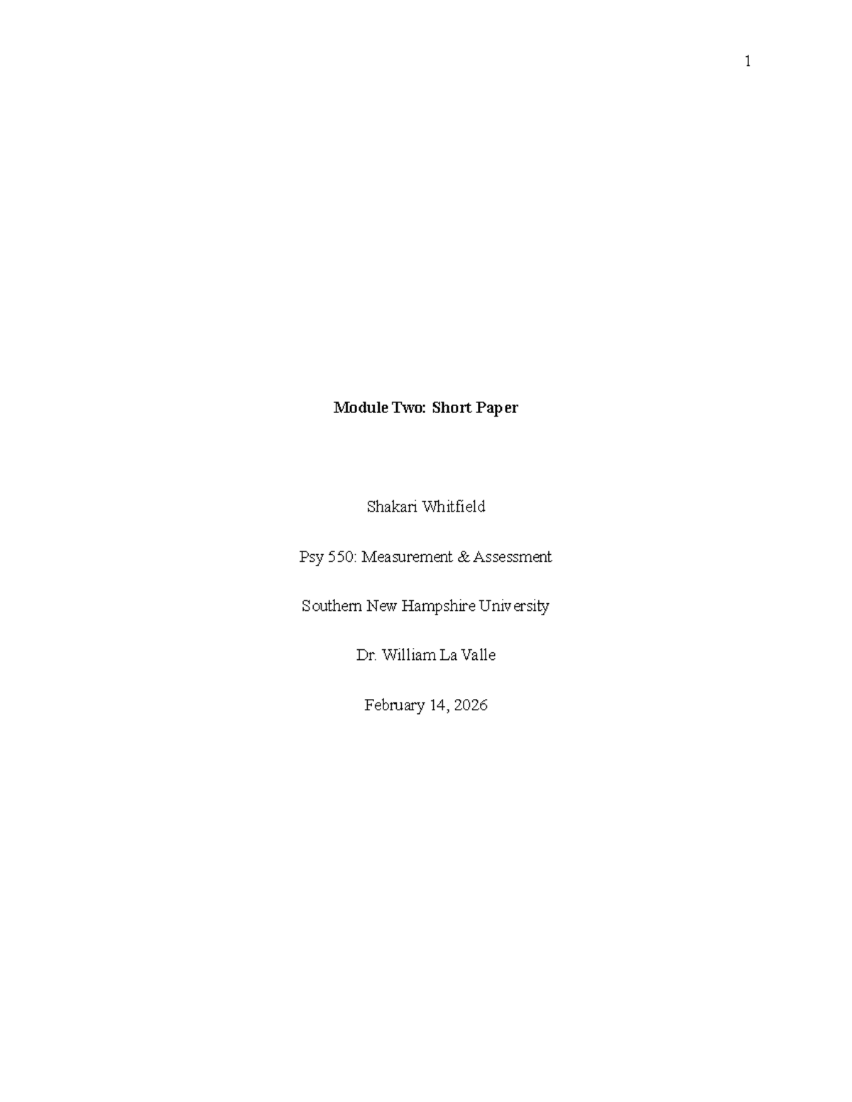 PSY 550: Short Paper on Measurement & Assessment Validity - Studocu