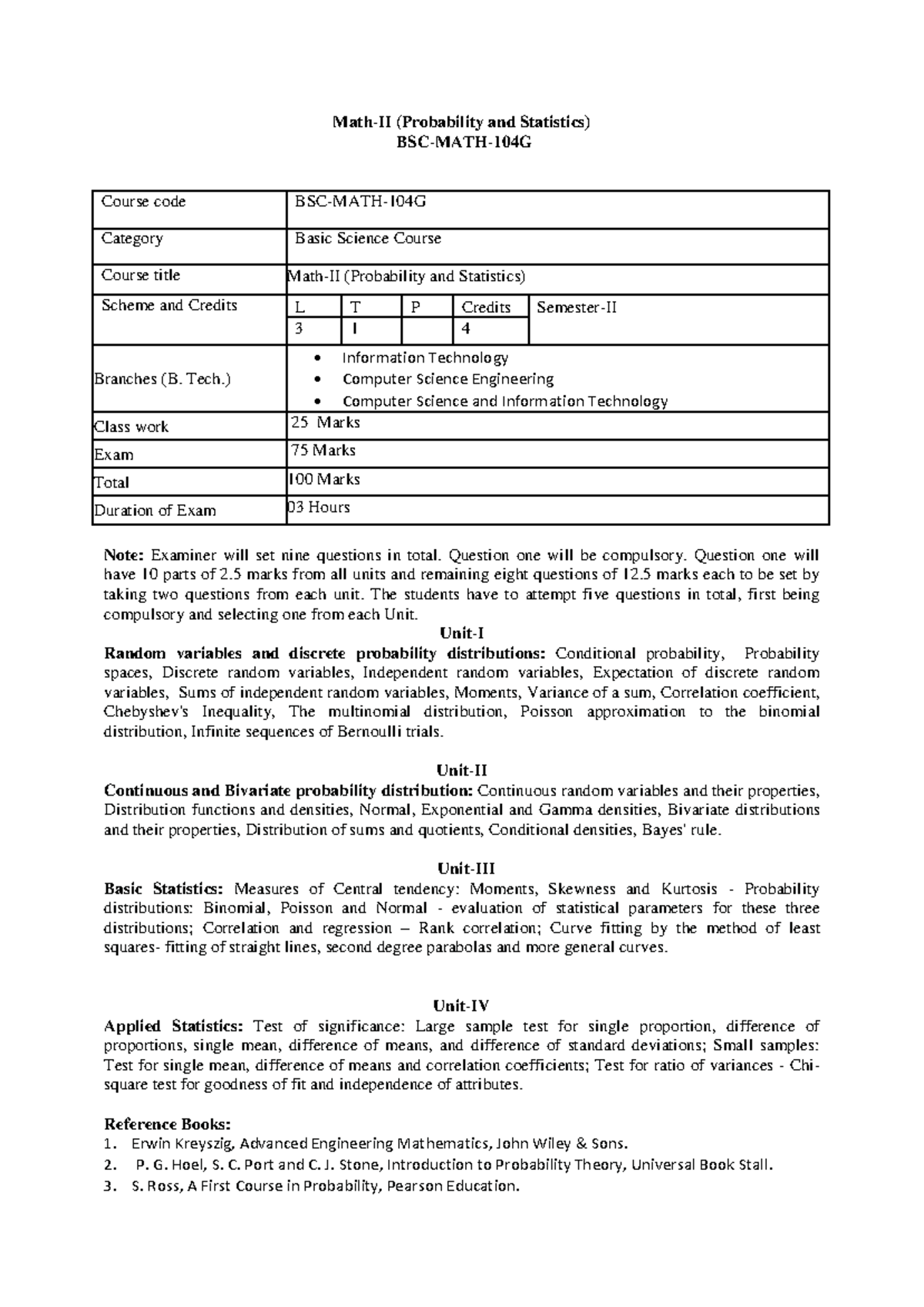 MATH 2 - Probability and Statistics Course Overview and Exam Guide ...