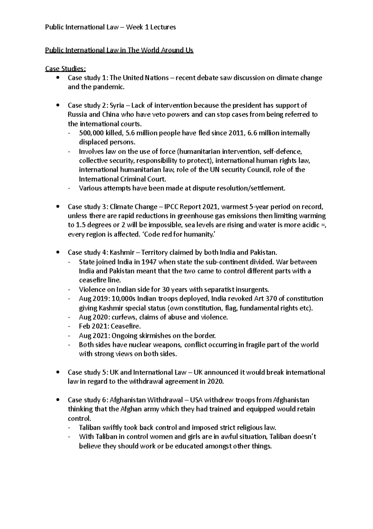 PIL 101 - Week 1: Introductory Case Studies in Public Intl Law - Studocu