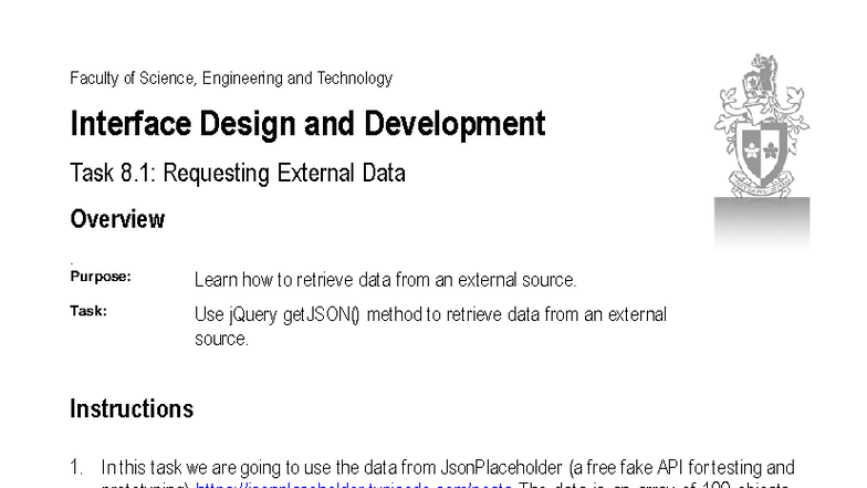 FST Interface Design & Dev Task 8.1: External Data Retrieval Overview ...