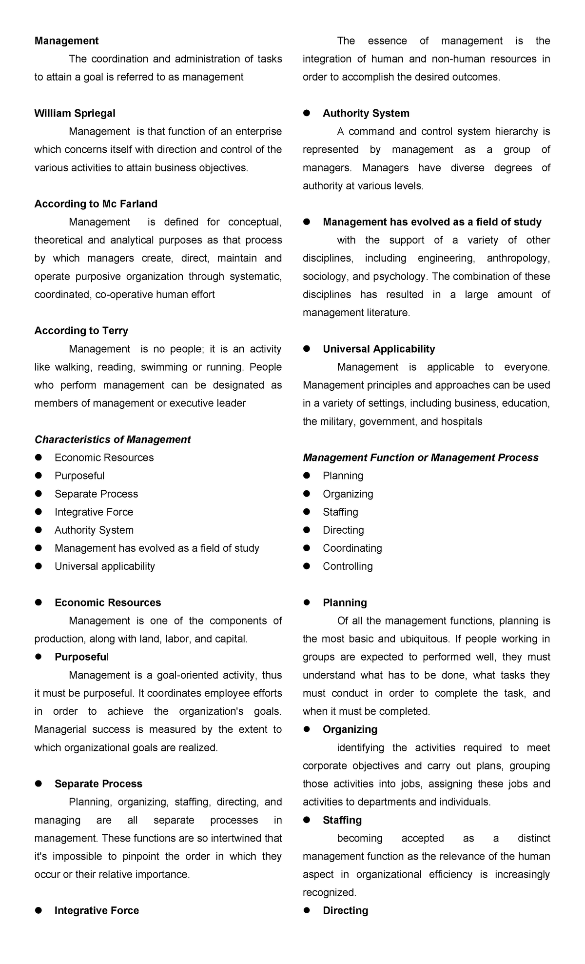Entrep - To review - Management The coordination and administration of ...