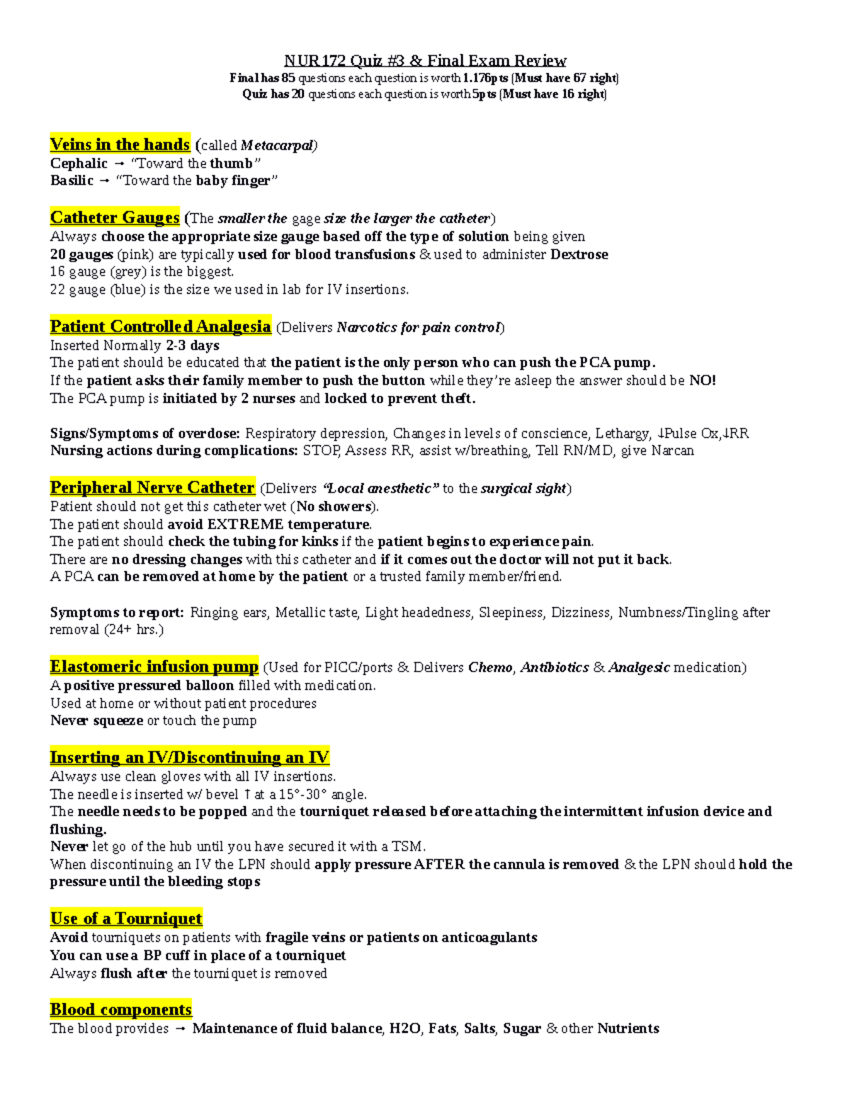 NUR172 Quiz 3 & Final Exam Study Guide: Key Nursing Concepts - Studocu