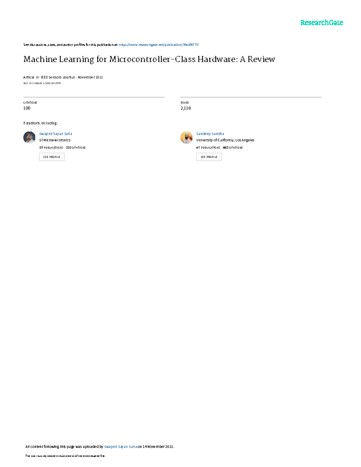 Machine Learning Implementation on Microcontroller-Class Devices: A ...