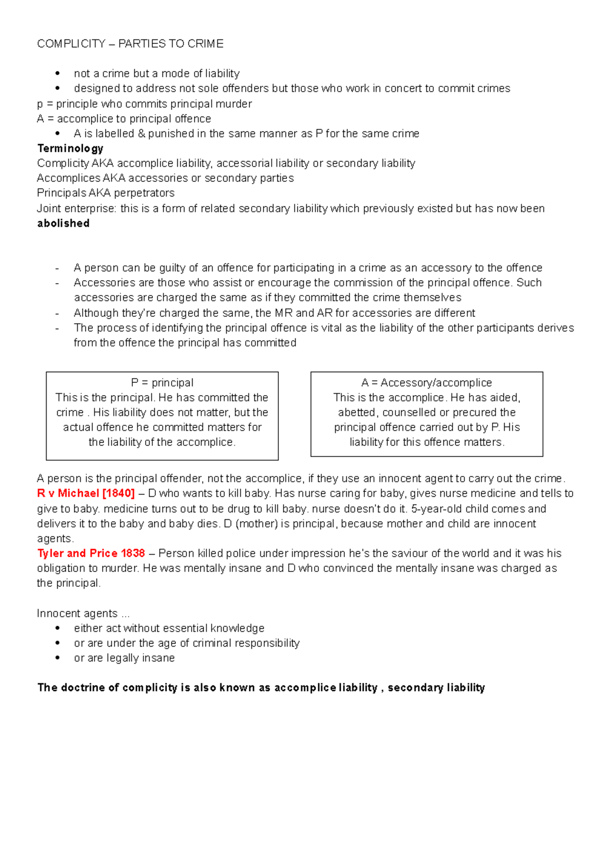 Complicity in Crime: Understanding Accomplice Liability (LAW 101) - Studocu