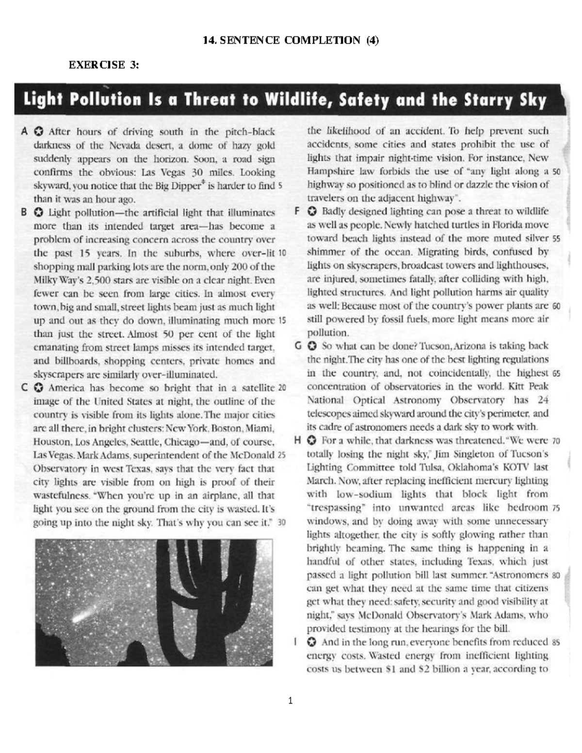 05.1. 14AEP Sentence Completion: The Impact of Light Pollution on ...