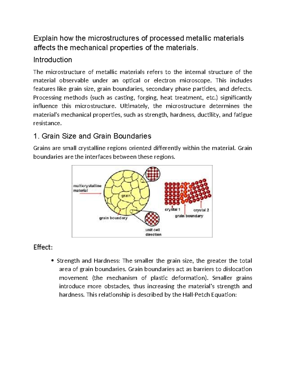 Microstructure Effects on Mechanical Properties of Metals (ENG 101 ...