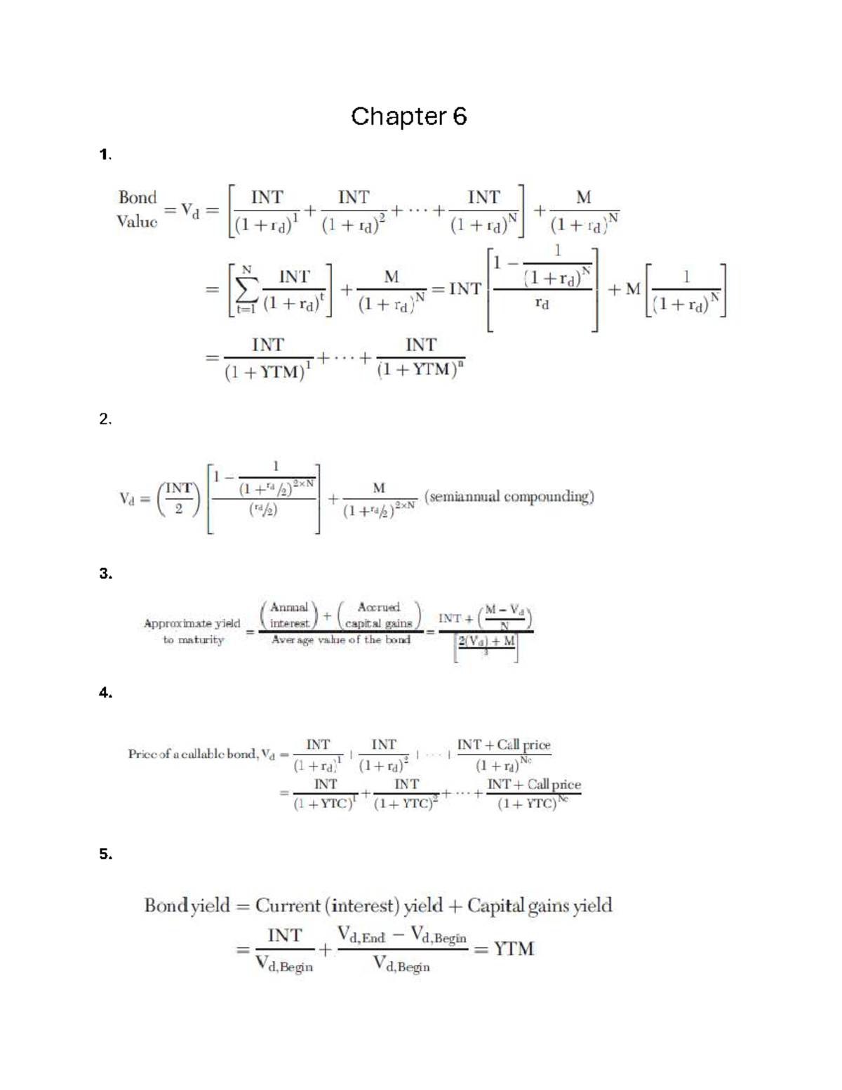 Finance Midterm 1: Key Formulas from Chapters 6-13 - Studocu