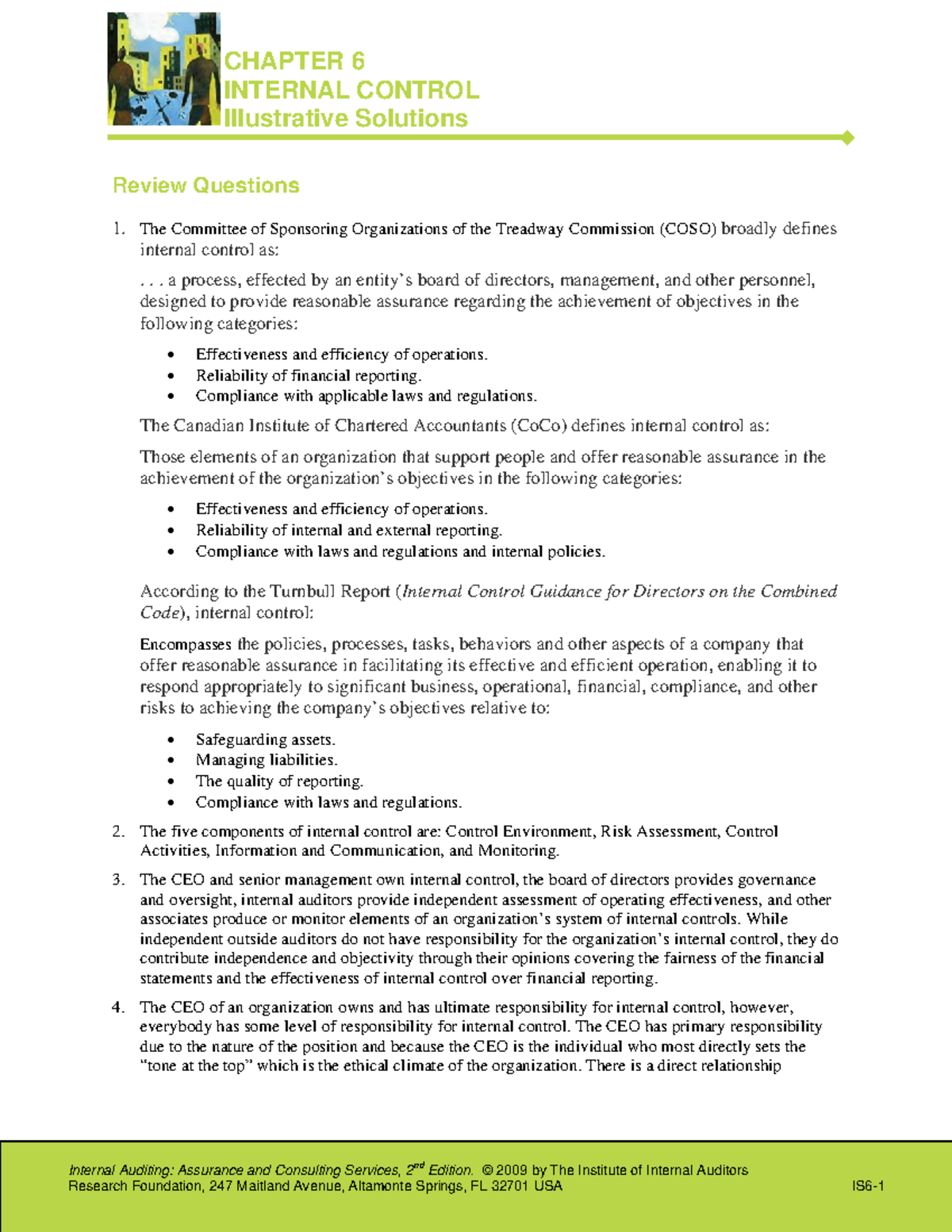 CHAPTER 6 INTERNAL CONTROL: Illustrative Solutions & Review Questions ...
