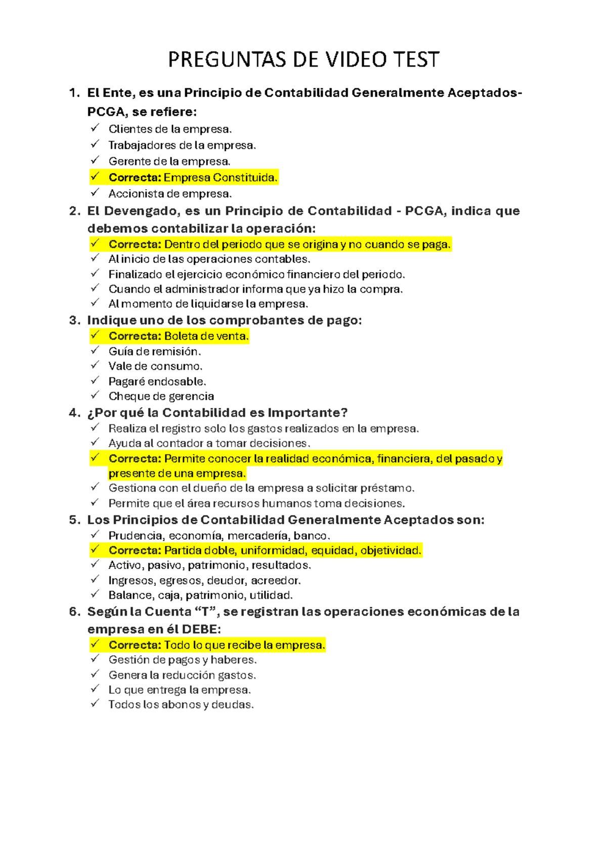 Preguntas de Video Test de Contabilidad - SENATI - Document Preview