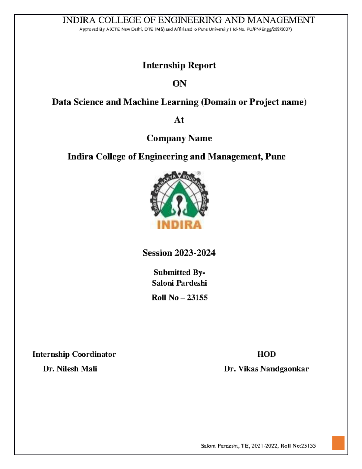 Internship Report on Data Science & Machine Learning (ENGG 2023-24 ...