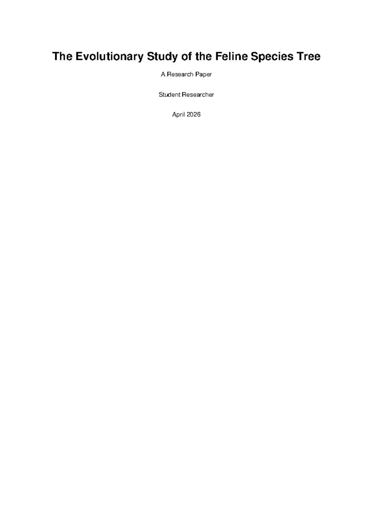 Feline Species Tree Evolution: A Research Paper - Studocu