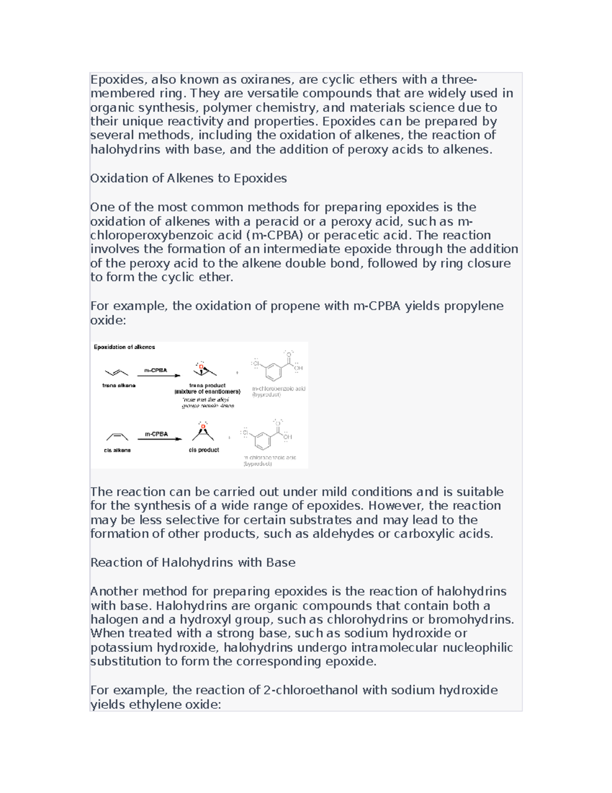 Epoxides, also known as oxiranes, are cyclic ethers with a three ...