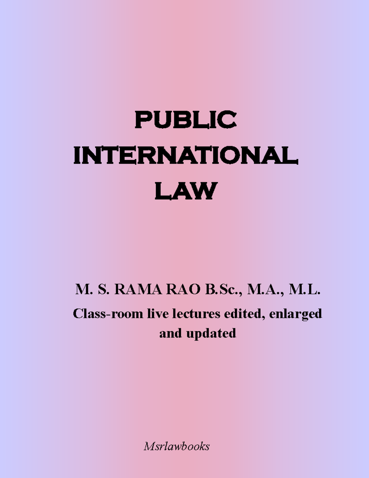 Public International Law Lecture Notes - Course Code: PUB INT LAW - Studocu