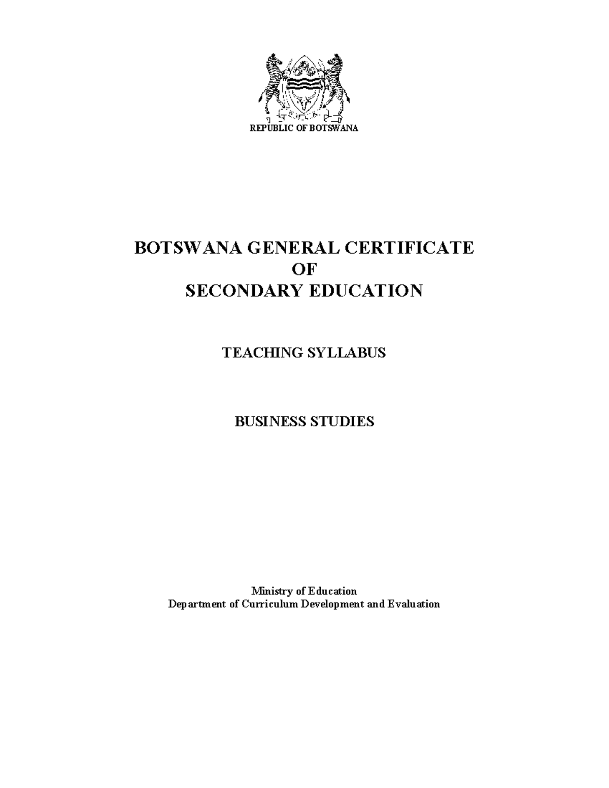 Business Studies Syllabus - Botswana General Certificate of Secondary ...