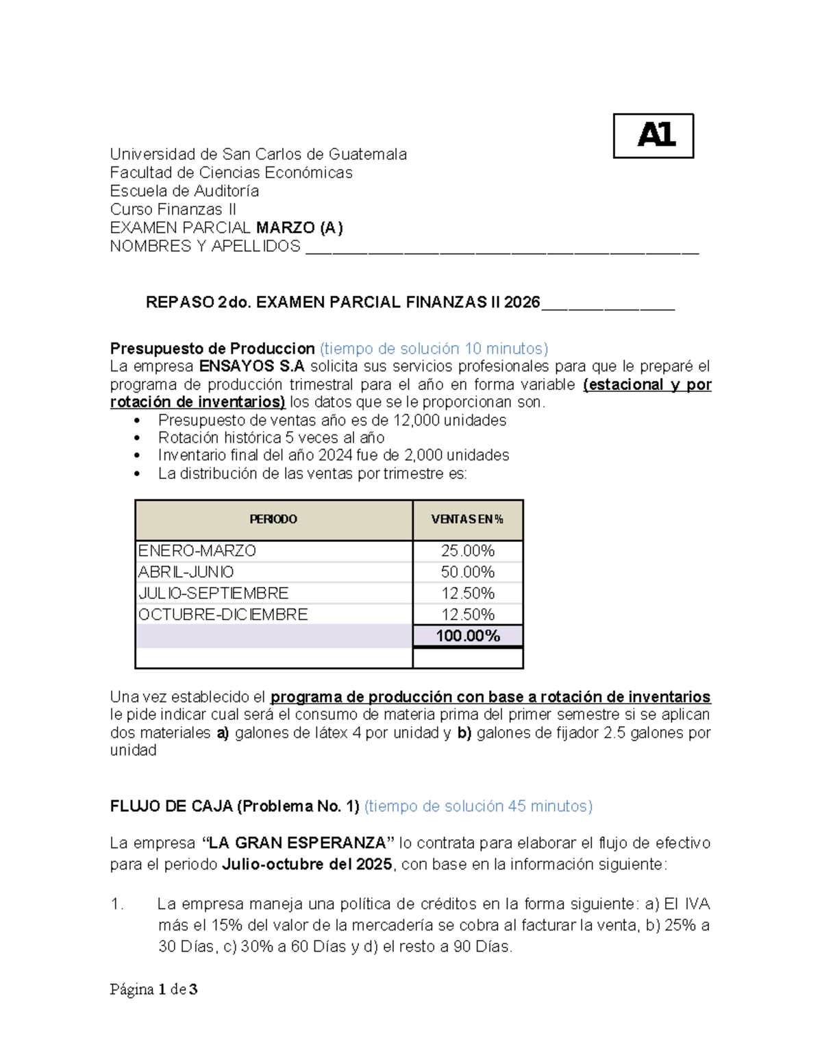 Examen Parcial Finanzas II - Repaso 2do A 2026 - Studocu