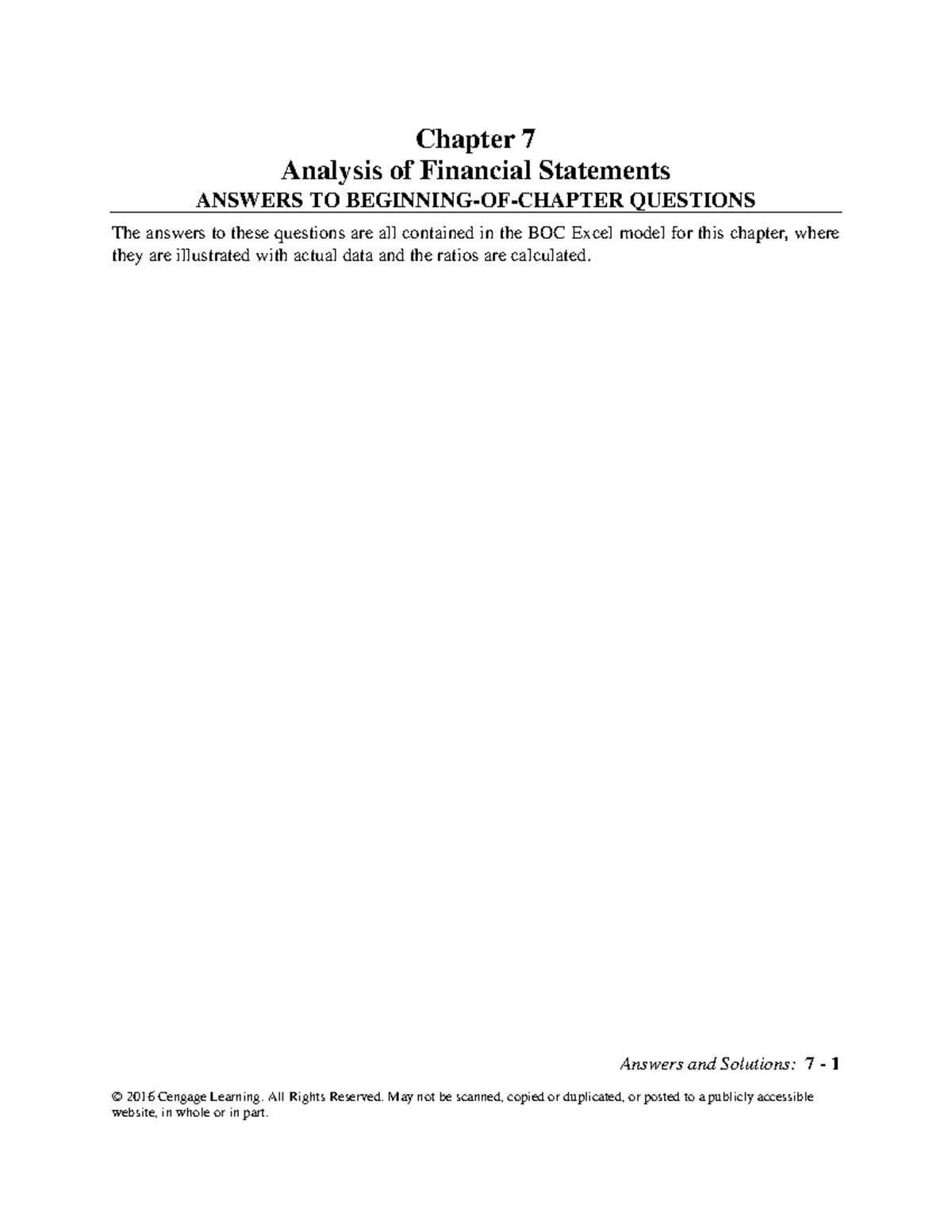 Analysis of Financial Statements: Solutions to Chapter 7 Problems - Studocu