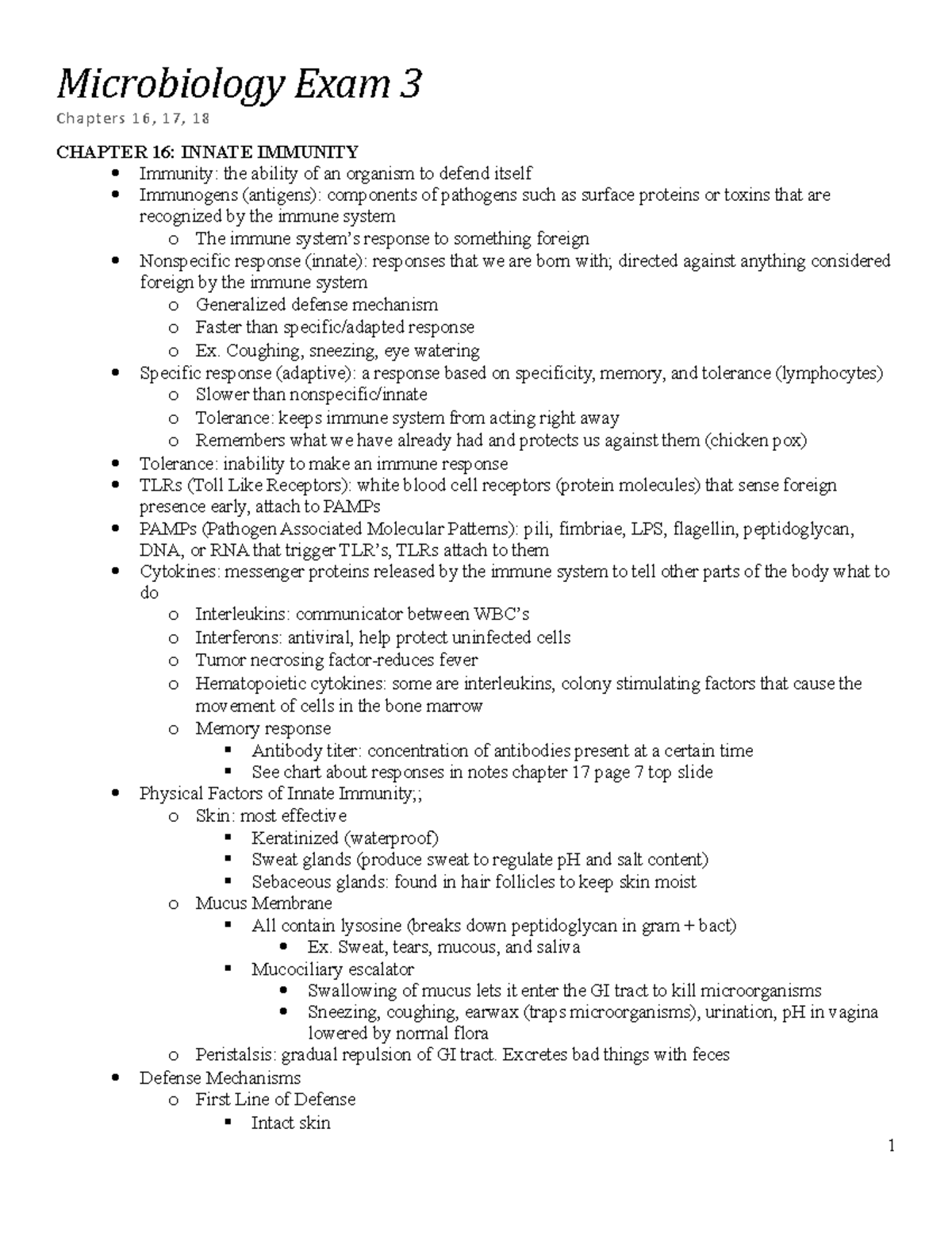 Microbiology Exam 3 Study Guide: Innate Immunity and Defense Mechanisms ...