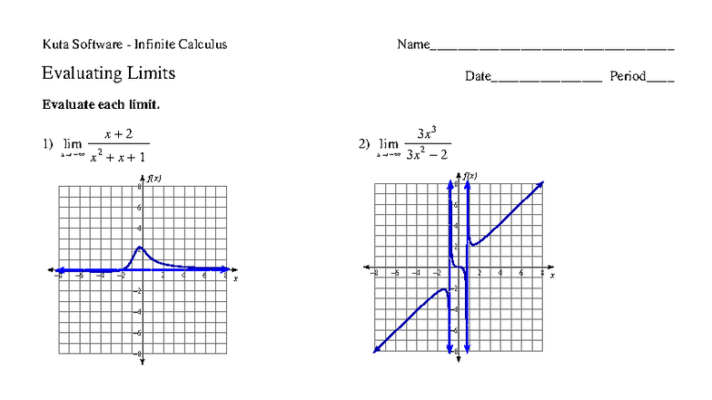 Kuta Software Infinite Calculus Worksheet: Evaluating Limits - Studocu