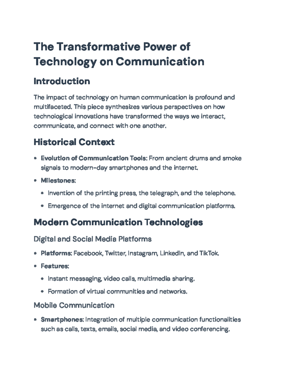 The Transformative Impact of Tech on Human Communication: An Analysis ...