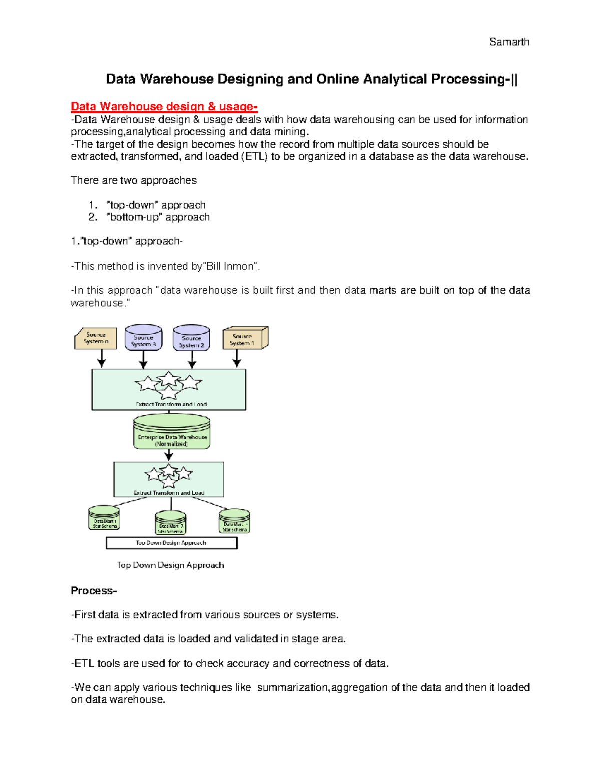 DWM-3 - Data Warehouse Design & OLAP Usage Overview - Studocu