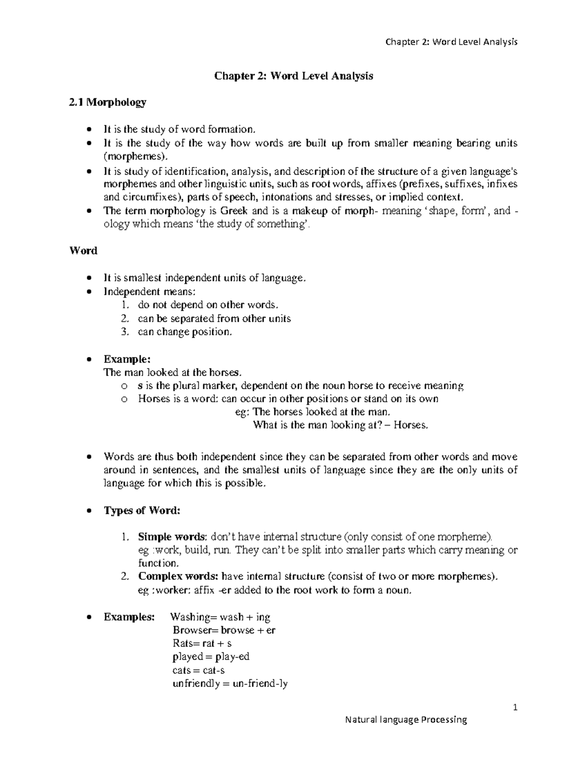 2. word level analysis - 1 Chapter 2: Word Level Analysis 2 Morphology ...