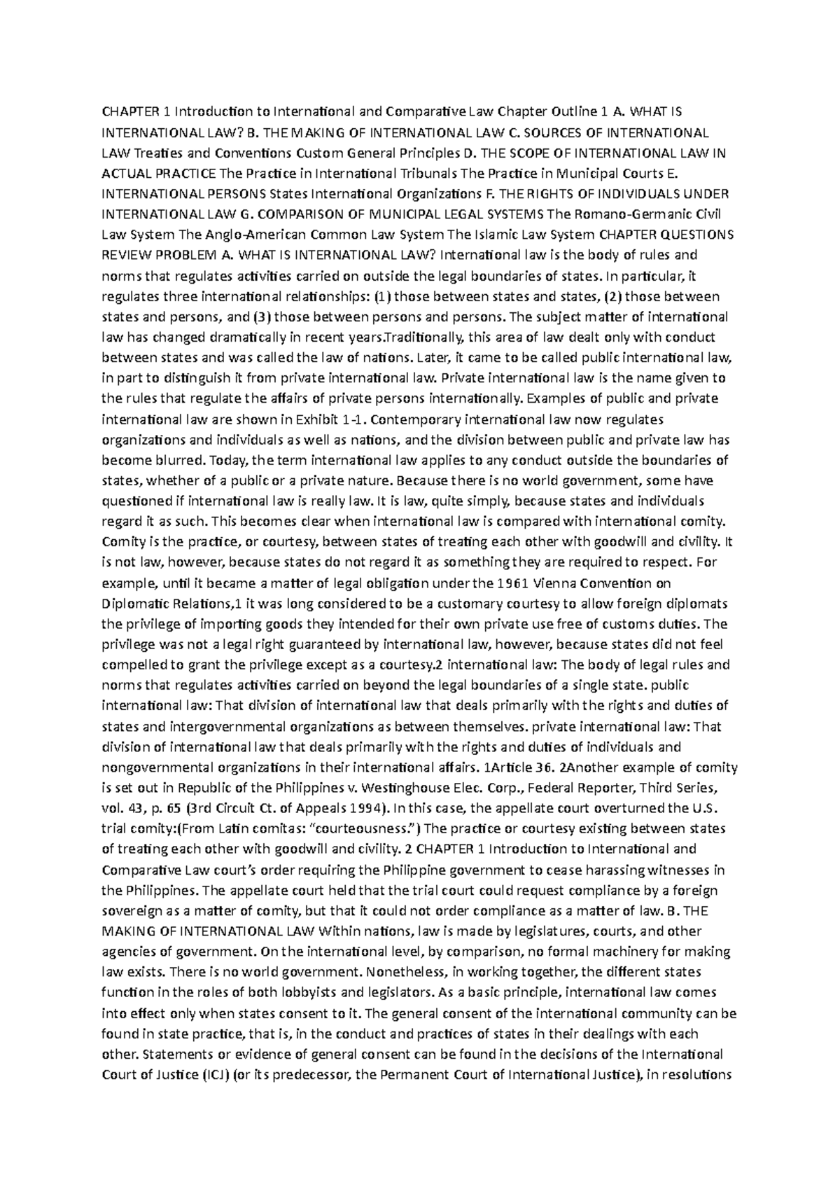 Chapter 1 Introduction to International and Comparative Law Chapter ...
