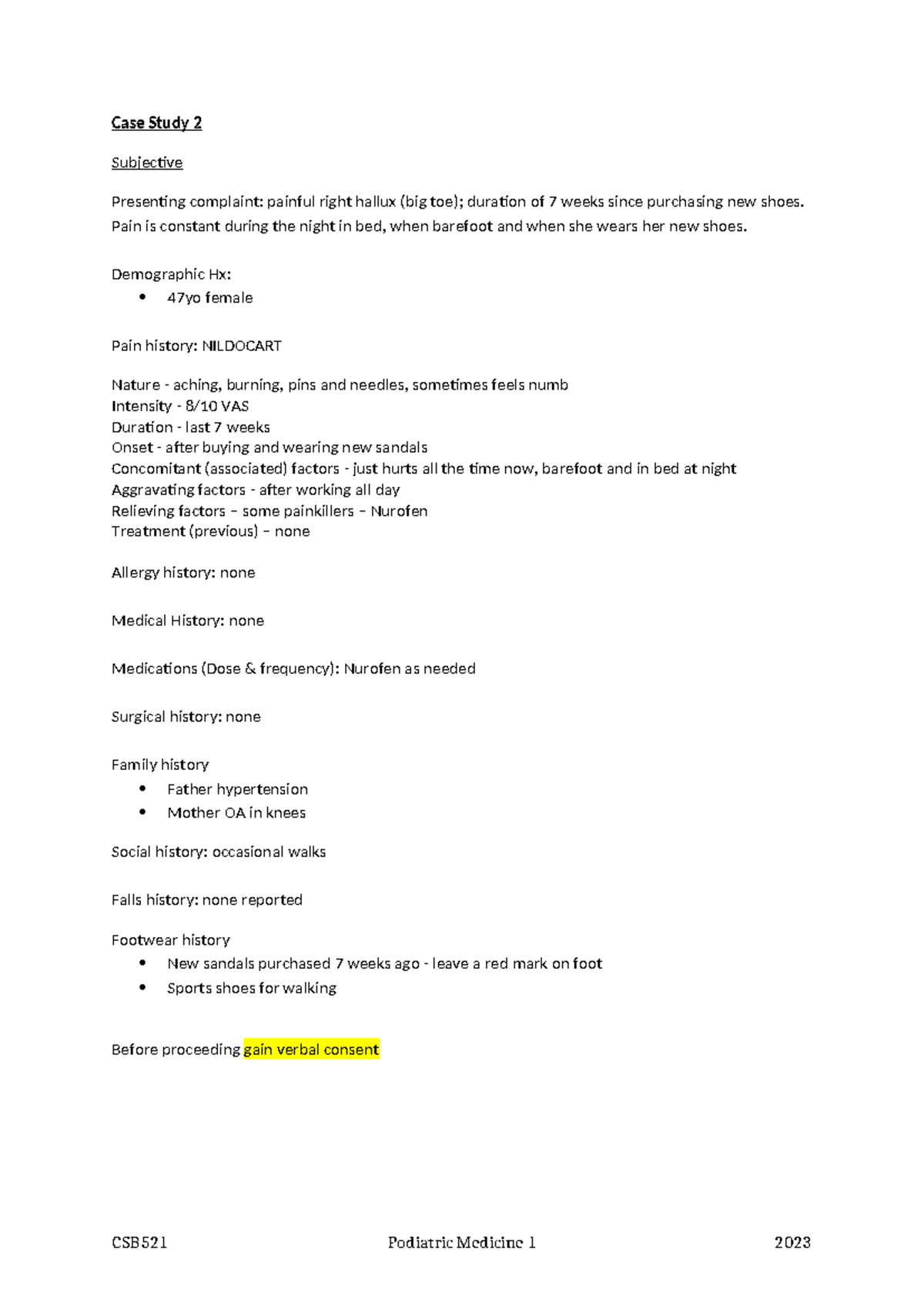 CS2 Case Study 2 SOAP Notes - Injury of the Right Hallux - Studocu