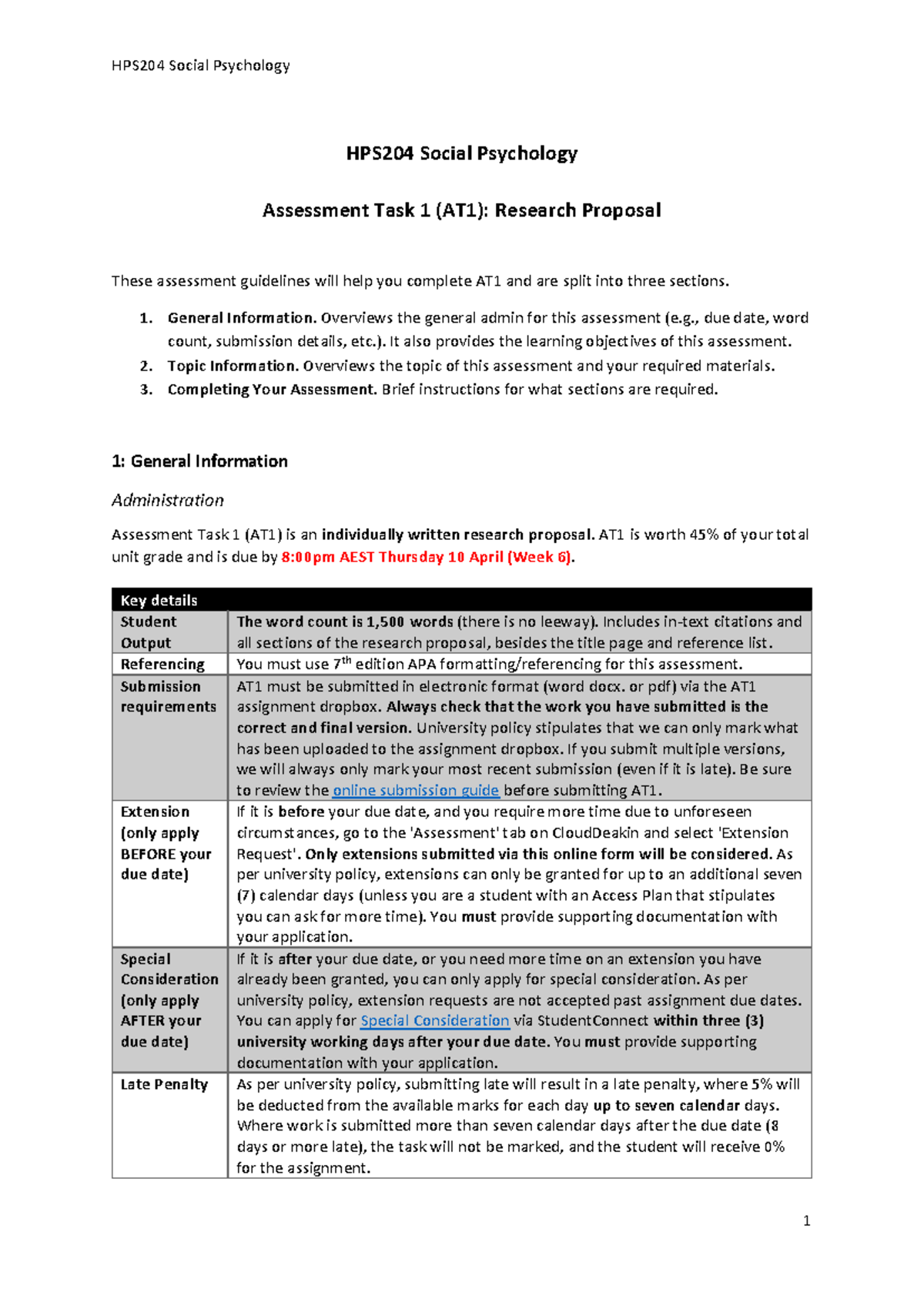 HPS204 AT1 Research Proposal Guidelines for T1 2025 - Studocu