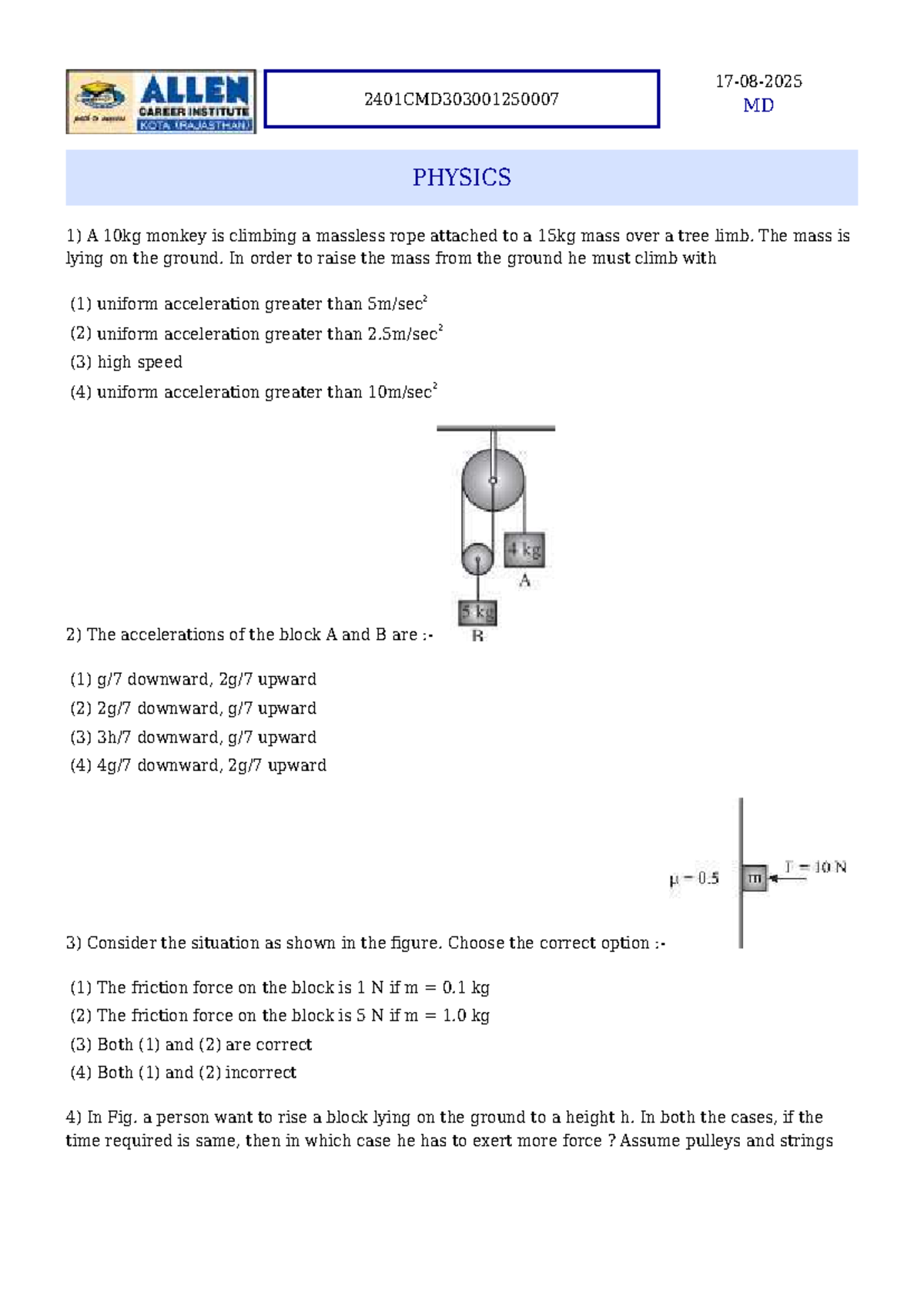 MD PHYSICS - Solutions to Exam Questions and Problems - Studocu