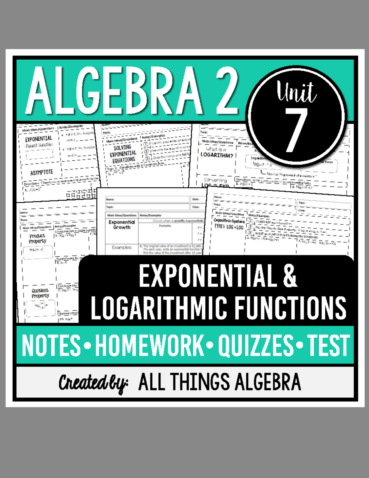 ALGEBRA 2 Unit 7: Exponential & Logarithmic Functions Study Guide - Studocu