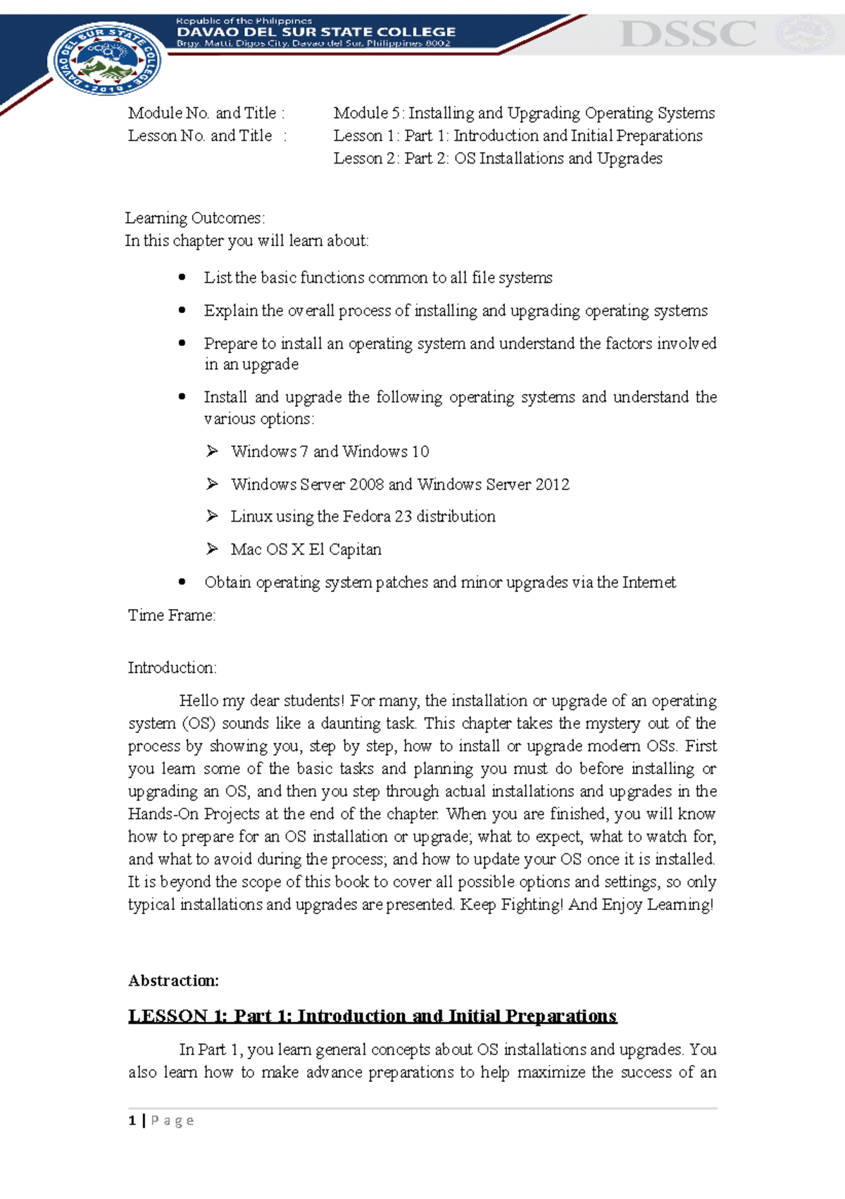 Module 5 - Installing and Upgrading - Module No. and Title : Module 5 ...