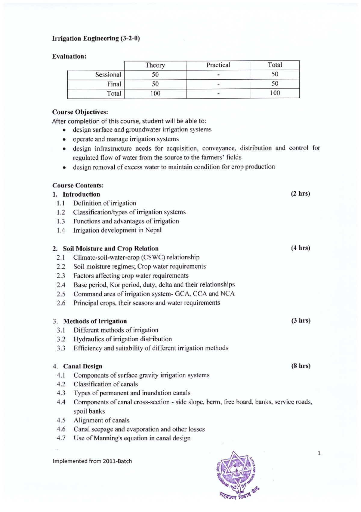 POKHARA UNIVERSITY CIVIL ENGINEERING SYLLABUS NEW visual data 8