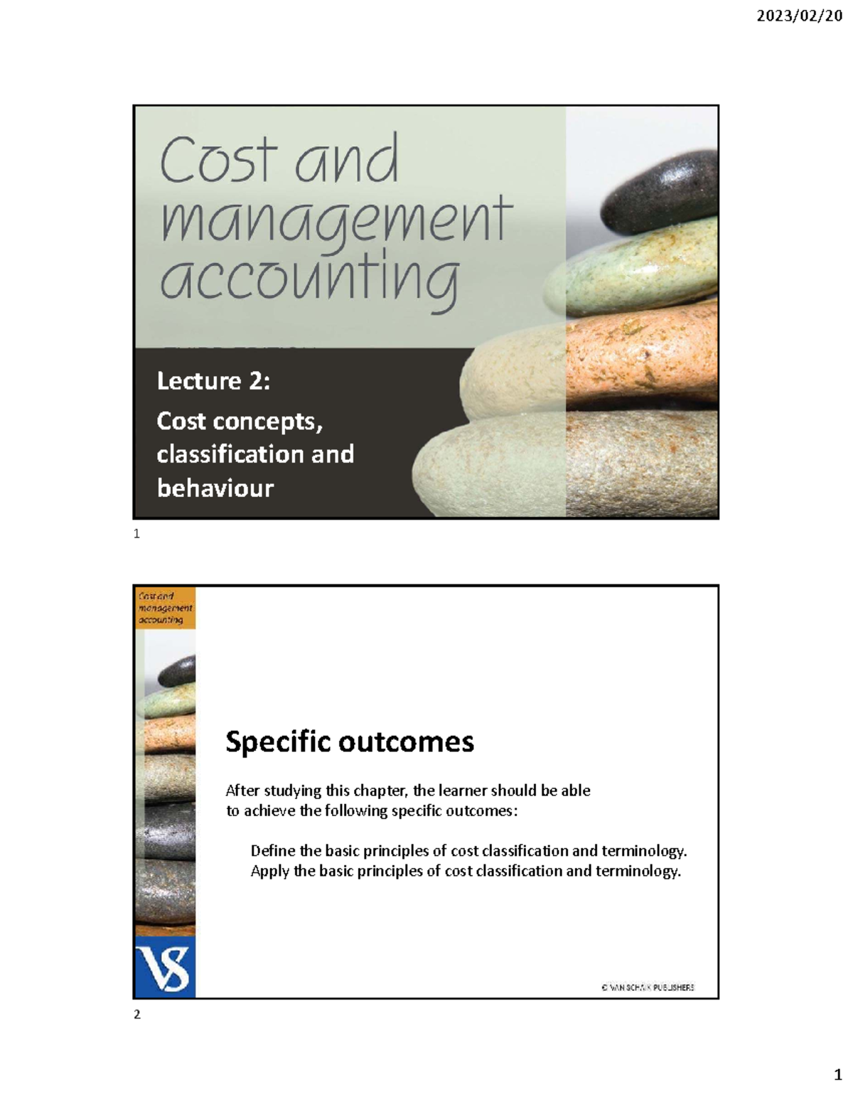 EEC260S Lecture 2: Cost Concepts, Classification, and Behaviour Notes ...